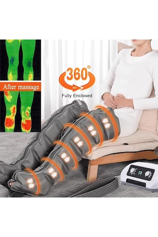 Presoterapi Cihazı 6 Odacıklı, Şişmeye Karşı Lenfatik Drenaj Cihazı, Ayarlanabilir Süre Ve Basınç 0-30 Dk, 0-240 Mmhg , Kas Ağrılarını Giderir, Lipödemli Bacaklar İçin İdealdir