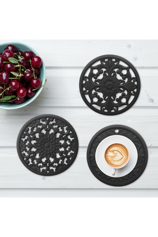 Suntek Magideal 3/set Isı Yalıtımlı Silikon Sıcak Pedler Tezgah Siyah