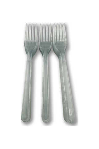 Sert Kalın Plastik Çatal 1. Kalite Lüks Şeffaf Çatal 500 Adet Şeffaf