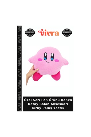 Özel Seri Fan Ürünü Renkli Detay Salon Aksesuarı Kirby Peluş Yastık Çok Renkli