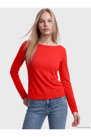 Lcw Vision Kırmızı Kayık Yaka Kadın Body