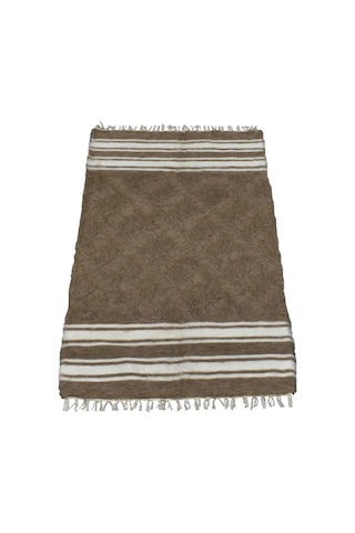 Kilim Antik El Dokuma Yün Çizgili Tiftik Siirt Battaniyesi 0023 - Yeni - Açık Kahverengi