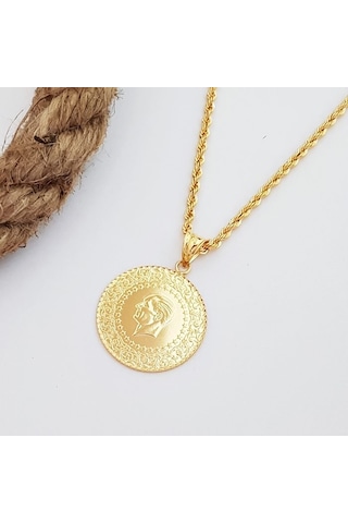 Ideal Sarraf 22 Ayar Cumhuriyet Altın 14 Ayar Halat Zincir Kolye
