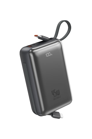 Wiwu As-182 Samsung Uyumlu Galaxy Pro Max Serisi Type-c Lightning Çıkışlı Powerbank Pd 45w 20000mah Gri