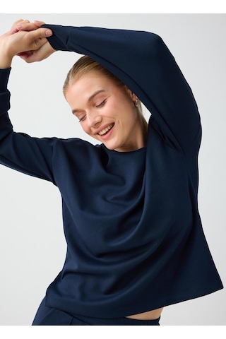 Jimmy Key Lacivert Rahat Kesim Bisiklet Yaka Modal Sweatshirt 6ww238605494