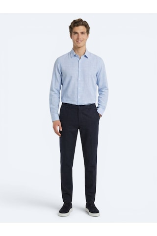 Kip Lacivert Dokuma Relaxed Fit Casual Pamuk Karışımlı Pantolon