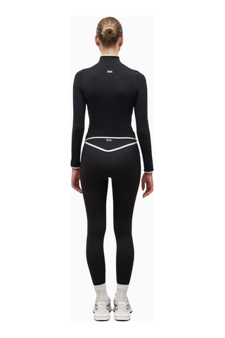 Because Of Alice Base Contrast Trim Zip Up Jacket Şekillendirici Kontrast Detaylı Kadın Ceket Siyah