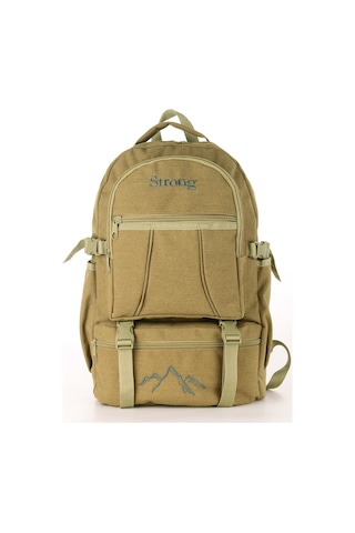 Strong Unisex Kanvas Kumaş Laptop Bölmeli Outdoor Sırt Çantası Dağcı Sırt Çantası Escp01 Bej