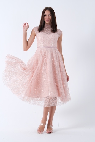 Feminist Pudra Dantelli Pullu Midi Boy Abiye 9705960