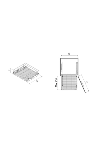 Starax Bağımsız Çift Açılım Gizli Raylı Çekmece Frenli Krom Modül 40cm S-2332-c