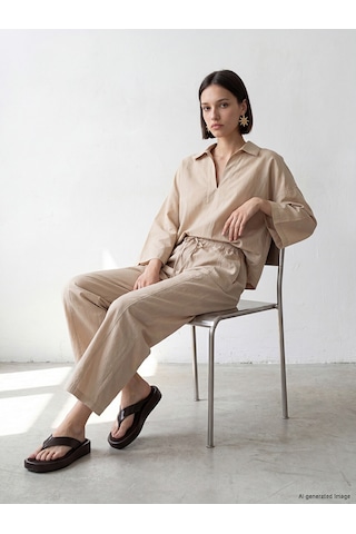 Lcw Comfort Bej Müslin Kadın Gömlek