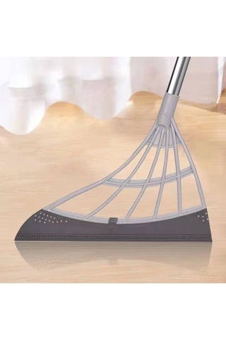 Tenfowee Ev İçin Silikon Broom - Su Silebilir, Temizleyebilir, Uzatılabilir Gövde İle Ev Temizliği Aracı Gri