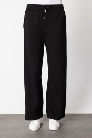 On Kadın Beli Lastikli Bol Paça Eşofman Altı 66510 Siyah Siyah