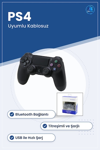 Konsol Gamepad Joystick Ps4 Uyumlu Kablosuz Analog Oyun Kolu Blue