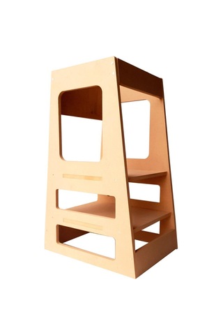 Woodylife Montessori Çocuk Naturel Ahşap Öğrenme Kulesi Eğitici Ahşap