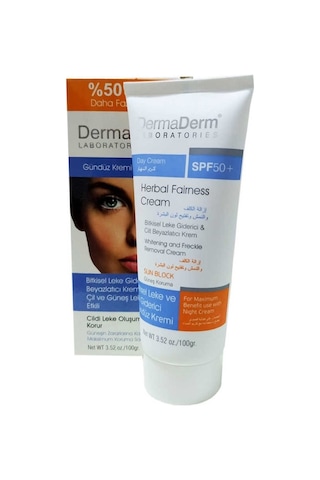 Dermaderm Bitkisel Cilt Beyazlatıcı  SPF 50+ Gündüz Leke Bakım Kremi 100 G