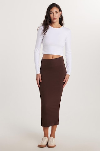 Tudors Kadın Slim Fit Dar Kesim Uzun Kollu Bisiklet Yaka Beyaz Bluz-33891 Beyaz