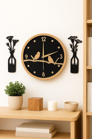 40 Cm Mdf Duvar Saati, Dekoratif Tasarım, Sessiz Mekanizma, Şık Ve Dayanıklı Ev Ve Ofis Dekorasyonuna Değer Katar No: Mrc01 Siyah