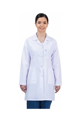 Beyaz Önlük Uzun Doktor Hemşire Öğretmen Önlüğü