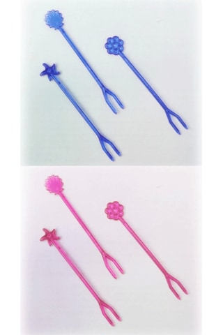 Plastik Cin / Cips / Meyve / Baklava / Sunum Çatalı 1000 Adet Çok Renkli