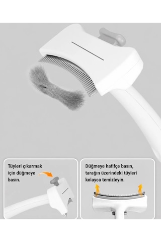 Mey İthalat Basmalı Metal Uçlu Evcil Hayvan Tüy Toplama Tarağ