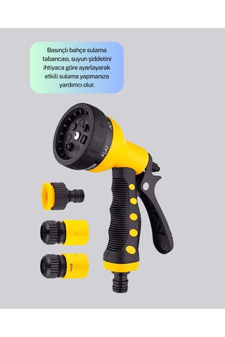 Ayarlanabilir Basınçlı 8 Modlu Bahçe Hortum Sulama Tabancası Aparatı 0