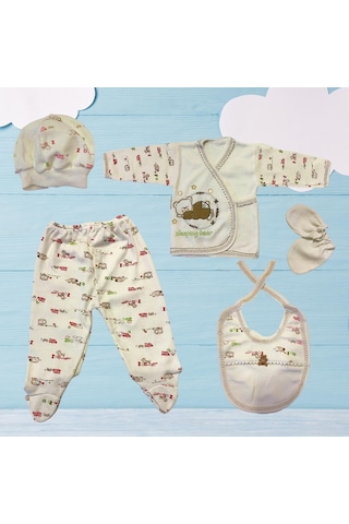 5li Ayıcıklı Hastane Çıkış Seti Ekru