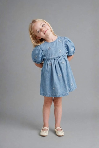 Defacto Pamuklu Denim Elbise Kız Bebek H4072a526smnm39 Mavi-nm39