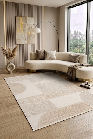 Luxia Lu002b Bej Krem Akrilik Modern Salon Koridor Yatak Ve Oturma Odası Halısı-1773 Bej-krem