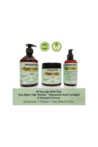 Argentina Keratin At Kuyruğu Şampuanı 500 ML + Saç Maskesi 500 ML + Bakım Sütü 250 ML