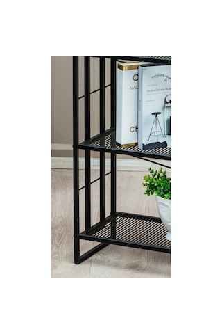 Metal Kitaplık 5 Raflı Kütüphane Raf Dolap 9107 Siyah