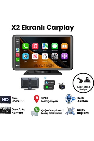 Carplay & Android Auto Uyumlu 9.2" 4k Araç Içi Ekran - Çift Kameralı Yol Kayıt Cihazı X2 9"