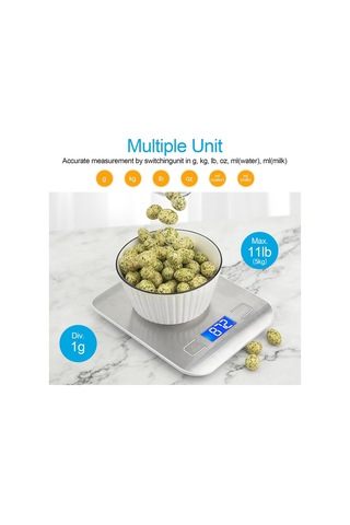 Gıda Mutfak Terazisi, Dijital Gıda Terazisi, Ağırlık Terazisi, Dijital Terazi Gümüş