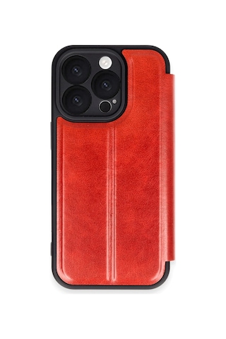 Newface - 314 - Apple iPhone Uyumlu 16 Pro Max Kılıf Flip Cover - Ece-umay - - Kırmızı
