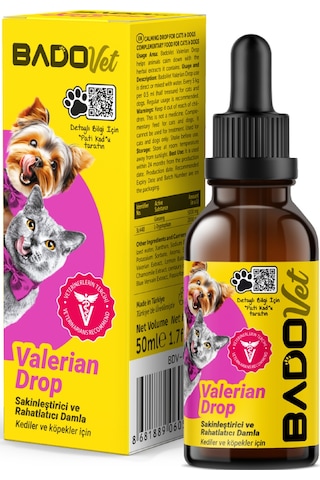 Bado Valerian Drop Kedi Ve Köpekler İçin Sakinleştirici Damla 50 Ml