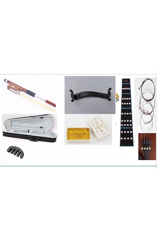 Dominelli 4/4 Keman Seti - Askılı Hardcase Çanta + Yay + Reçine + Omuz Yastığı + Susturucu + Tel Seti