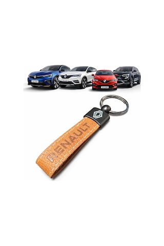 Renault Ve Logolu Anahtarlık Suni Deri Kahverengi