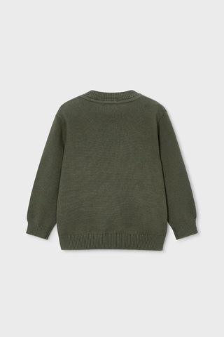 Erkek Çocuk Bisiklet Yaka Basic Triko Kazak - Yeşil Charcoal Melange