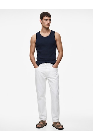 Koton Pamuklu Kolsuz Bisiklet Yaka Slim Fit Atlet Lacivert 6sam30006mk