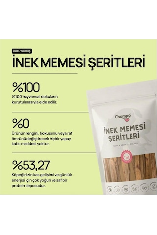 Chompo İnek Memesi Çubukları 100% Doğal Katkısız Köpek Ödül Maması 100 Gr / Tek İçerik