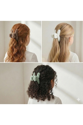 Peluş Mandal Toka 3 Lü Set Çok Renkli