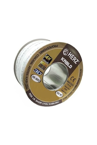 Herz Rg6U6 Uydu Anten Kablosu Full Hd 4K Uyumlu - 100 Metre Beyaz