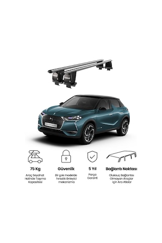 Royal Ds 3 Crossback 2018 Ve Sonrası Uyumlu Gri Kilitli Ara Atkı Port Bagaj Tavan Barı