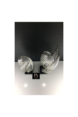 Gümüş H 2'li Ofis Metal Aksesuar Biblo Ev Salon Dekorasyon Obje