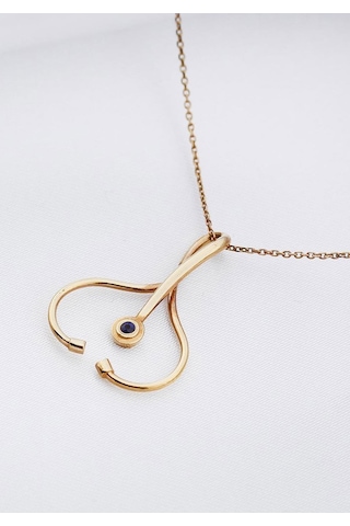 Steteskop Safir Kolye Rose Gold 63691352