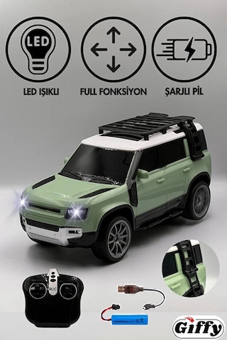 Oyuncak Full Fonksiyon Uzaktan Kumandalı Şarjlı Led Işıklı Defender Model Araba Drift Atan Off Road Yeşil