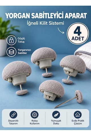 Yorgan Sabitleyici Aparat 4 Adet İğneli Kilit Sistemi Yorgan Kaymasını Önleyici Beyaz