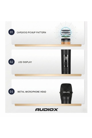 Audıox Tm-100 Şarjlı Uhf Telsiz El Mikrofonu Kablosuz Mikrofon, 6.35 Mm Jak Alıcılı, 3.5 Mm Uyumlu, Sahne, Karaoke, Sunum Ve Anons Uyumlu