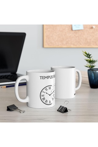 Zaman Uçar Kupa Bardak Tasarımı Tempus Fugit Latin Alıntılı, Felsefi Ve Sanatsal Tasarım Hediyesi Beyaz