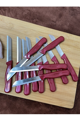 Kapris 12 Adet Meyve Bıçağı Seti Alman Model Kırmızı Slr01 Kırmızı